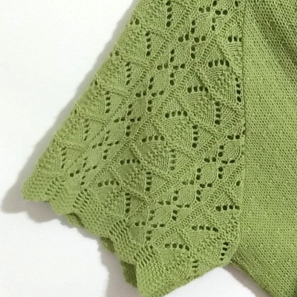 HABAND GREEN SHORT SLEEVE KNITTED SWEATER SIZE LARGE - Picture 2 of 9